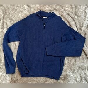 Men’s size large 1/4 zip pullover sweater, lovely shade of blue​​​​​​​
